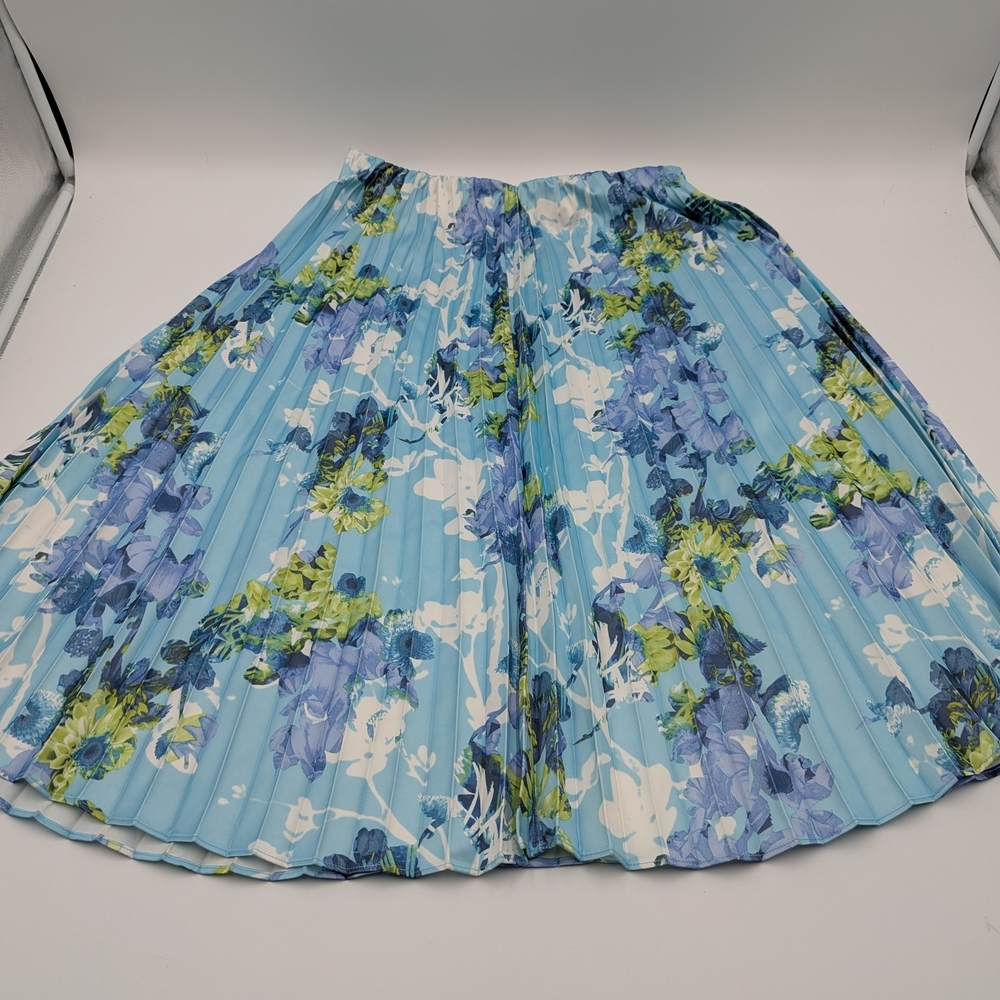 Worthington Pleated Skirt & Old Navy Loose Taper Pants Large Blue Gray Cotton